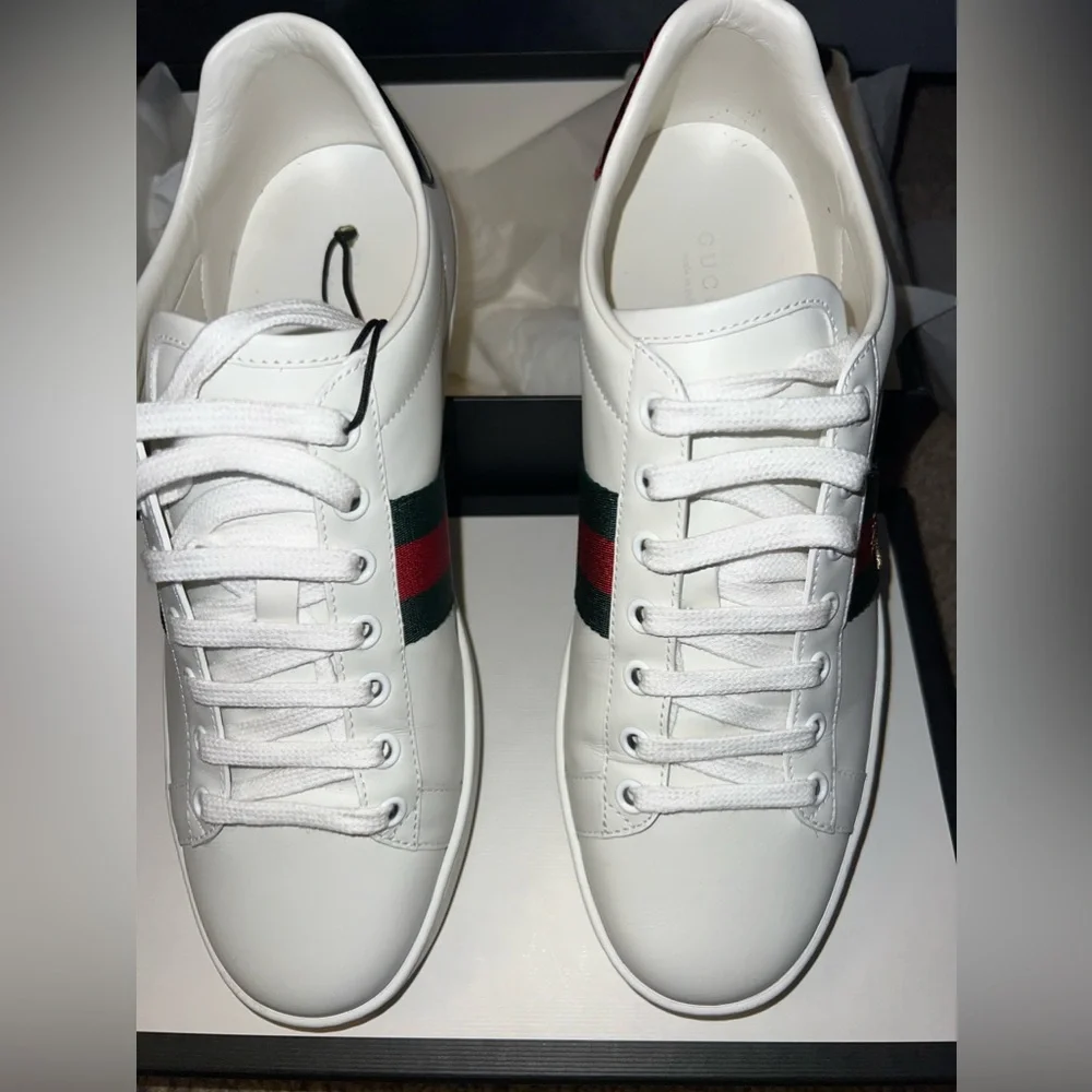 (GUCCI) WOMENS SHOES/Women's Ace trainer with bee/39/White leather/Green and red - Picture 5 of 7